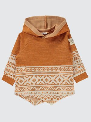 Civil Boys Etnik Desenli Kapşonlu 2-5 Yaş Sweatshirt - Turuncu