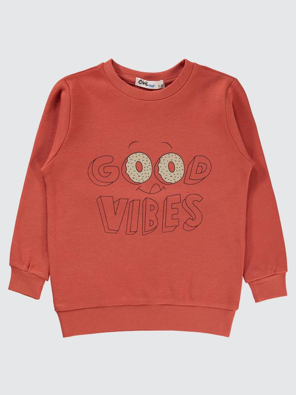 Civil Boys Good Vıbes Baskılı 2-5 Yaş Sweatshirt - Turuncu