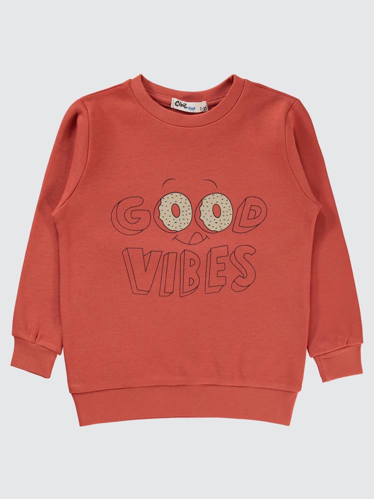 Civil Boys Good Vıbes Baskılı 2-5 Yaş Sweatshirt - Turuncu