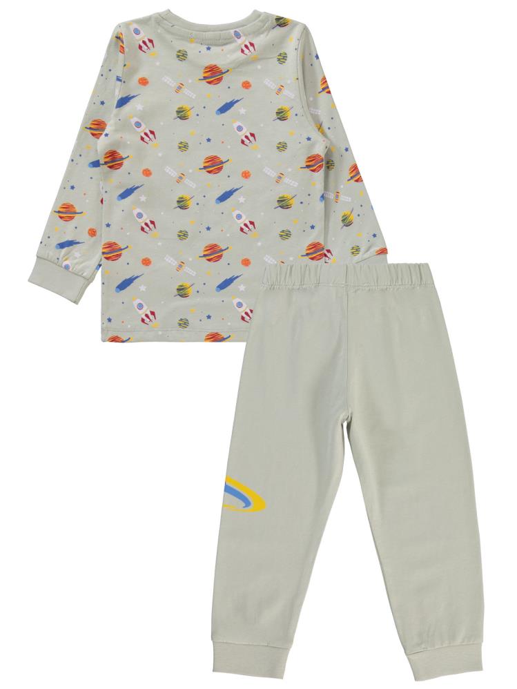 Civil Boys Gezegen Baskılı 2-5 Yaş Pijama Takımı - Gri