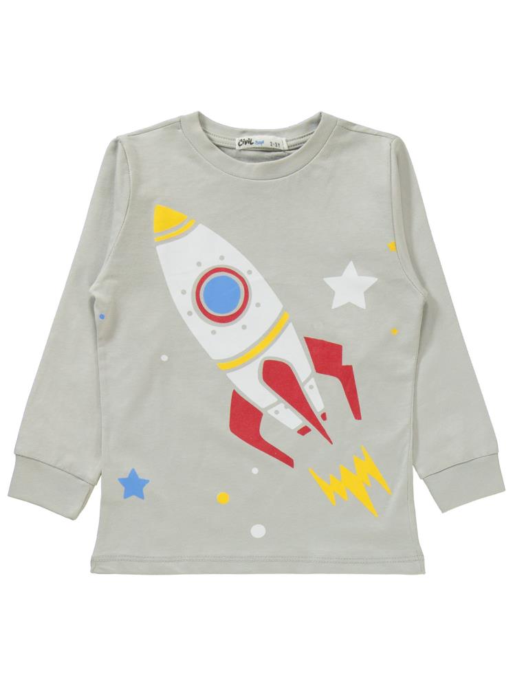Civil Boys Roket Baskılı 2-5 Yaş Pijama Takımı - Gri