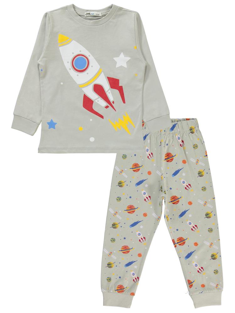 Civil Boys Roket Baskılı 2-5 Yaş Pijama Takımı - Gri