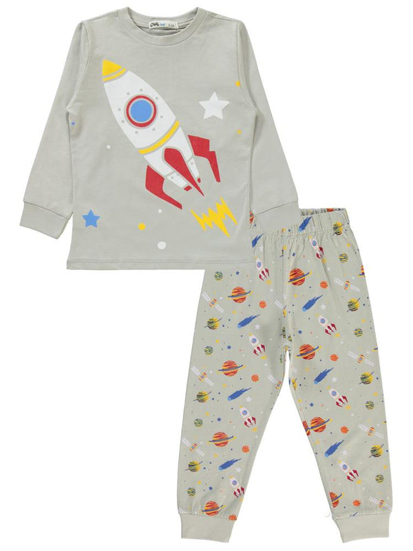 Civil Boys Roket Baskılı 2-5 Yaş Pijama Takımı - Gri