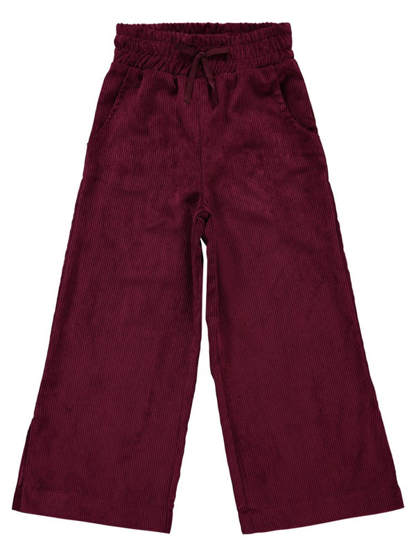 Civil Girls Paçası Yırtmaçlı Kadife 10-13 Yaş Pantolon - Bordo