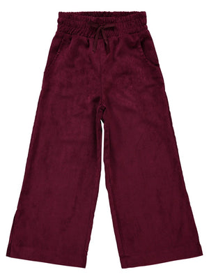 Civil Girls Paçası Yırtmaçlı Kadife 10-13 Yaş Pantolon - Bordo