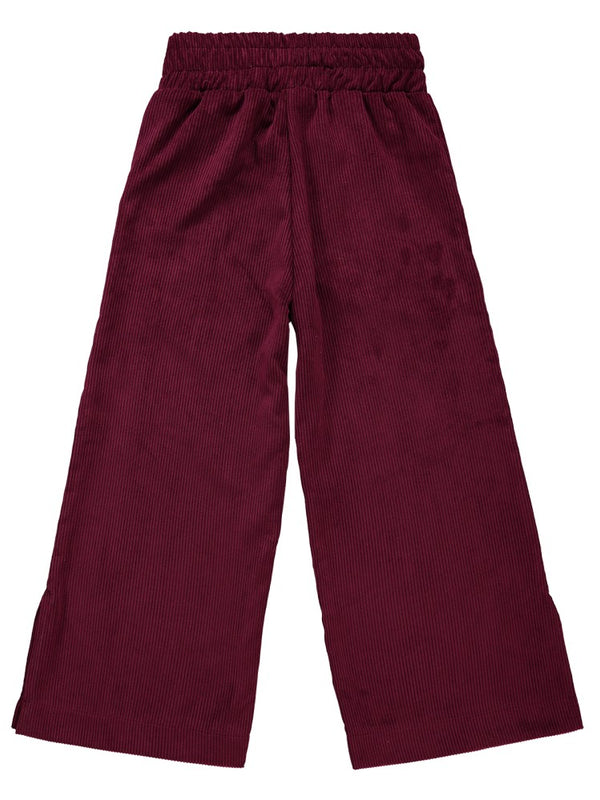 Civil Girls Paçası Yırtmaçlı Kadife 10-13 Yaş Pantolon - Bordo