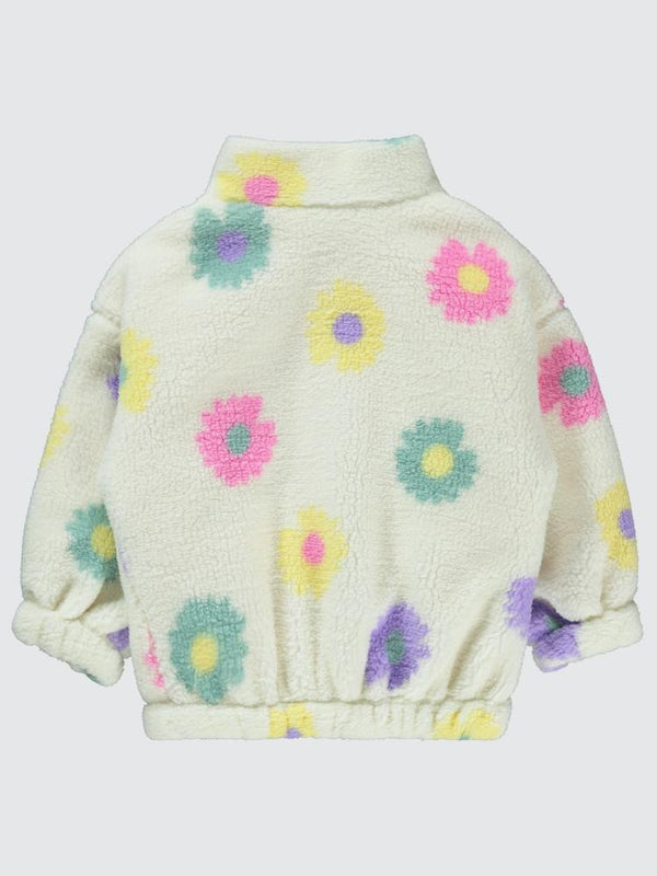 Civil Girls Papatya Desenli 2-5 Yaş Hırka - Ekru