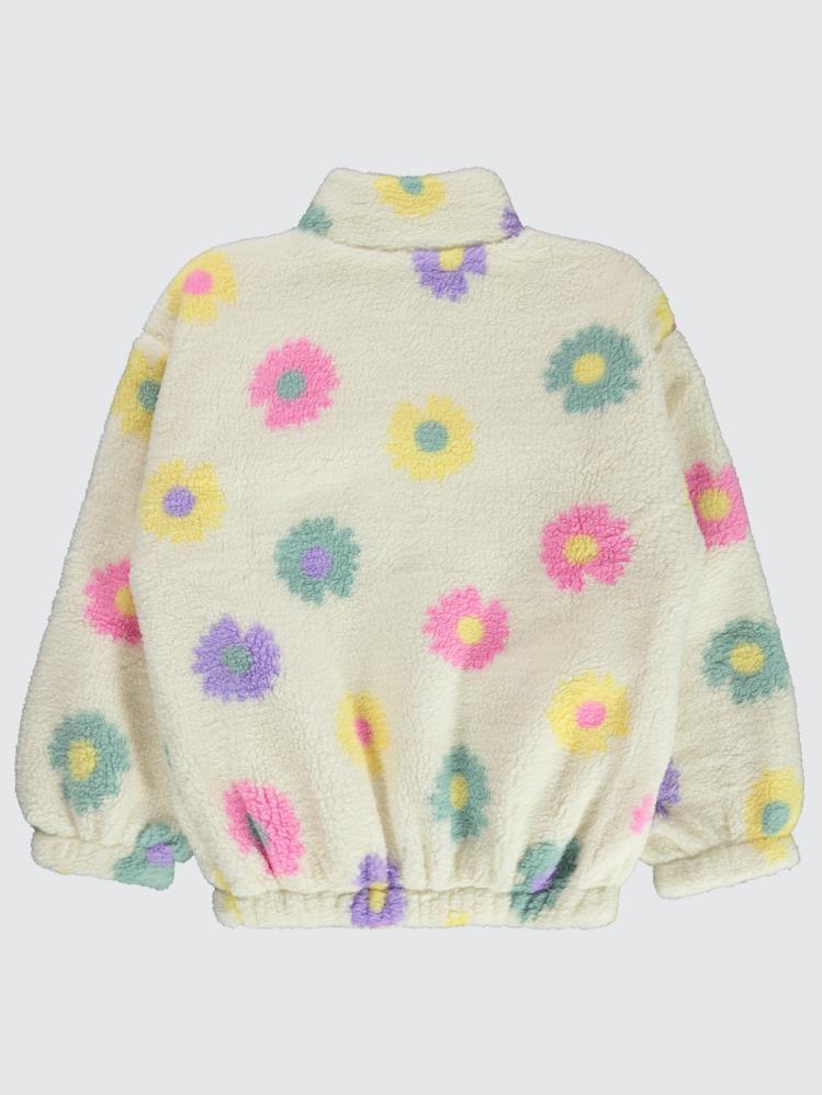 Civil Girls Papatya Desenli 6-9 Yaş Hırka - Ekru