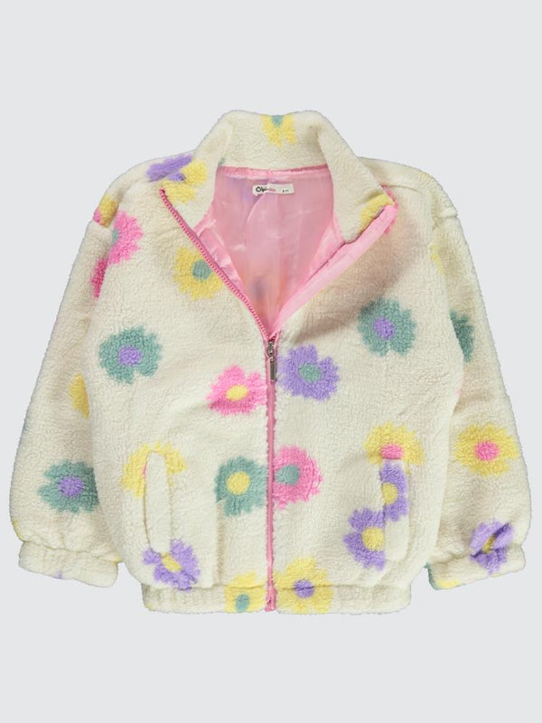 Civil Girls Papatya Desenli 10-13 Yaş Hırka - Ekru