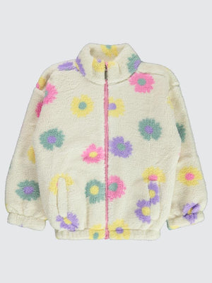 Civil Girls Papatya Desenli 10-13 Yaş Hırka - Ekru