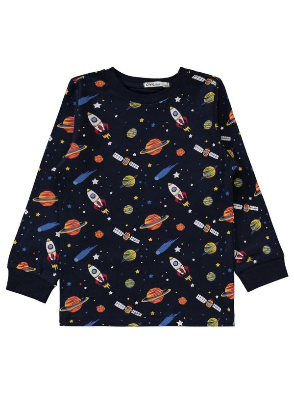Civil Boys Gezegen Baskılı 2-5 Yaş Pijama Takımı - Lacivert