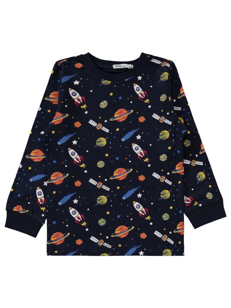 Civil Boys Gezegen Baskılı 2-5 Yaş Pijama Takımı - Lacivert