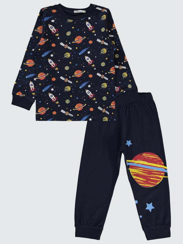 Civil Boys Gezegen Baskılı 2-5 Yaş Pijama Takımı - Lacivert