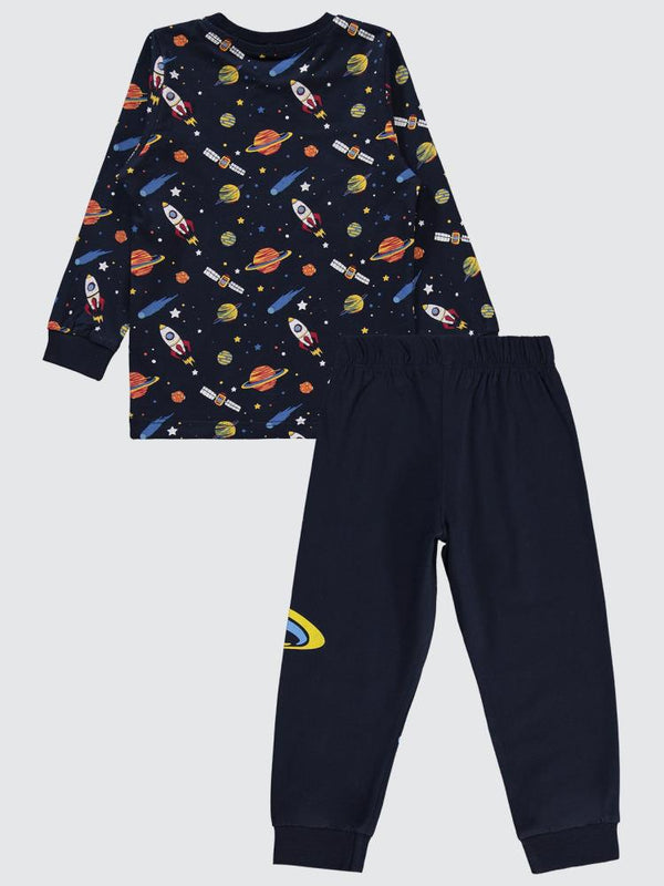 Civil Boys Gezegen Baskılı 2-5 Yaş Pijama Takımı - Lacivert