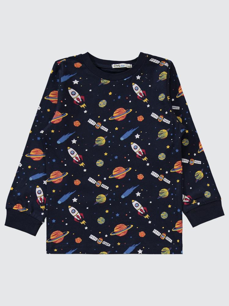 Civil Boys Gezegen Baskılı 2-5 Yaş Pijama Takımı - Lacivert