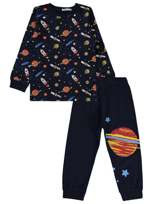 Civil Boys Gezegen Baskılı 2-5 Yaş Pijama Takımı - Lacivert