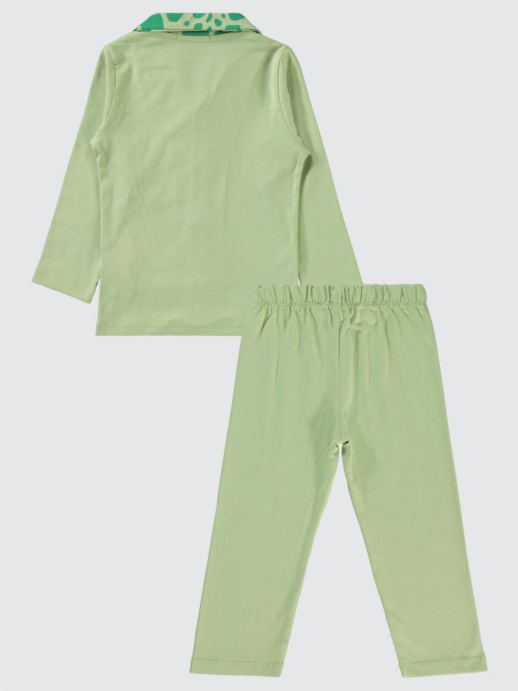 Civil Boys Dinozor Desen Cepli 2-5 Yaş Pijama Takımı - Haki