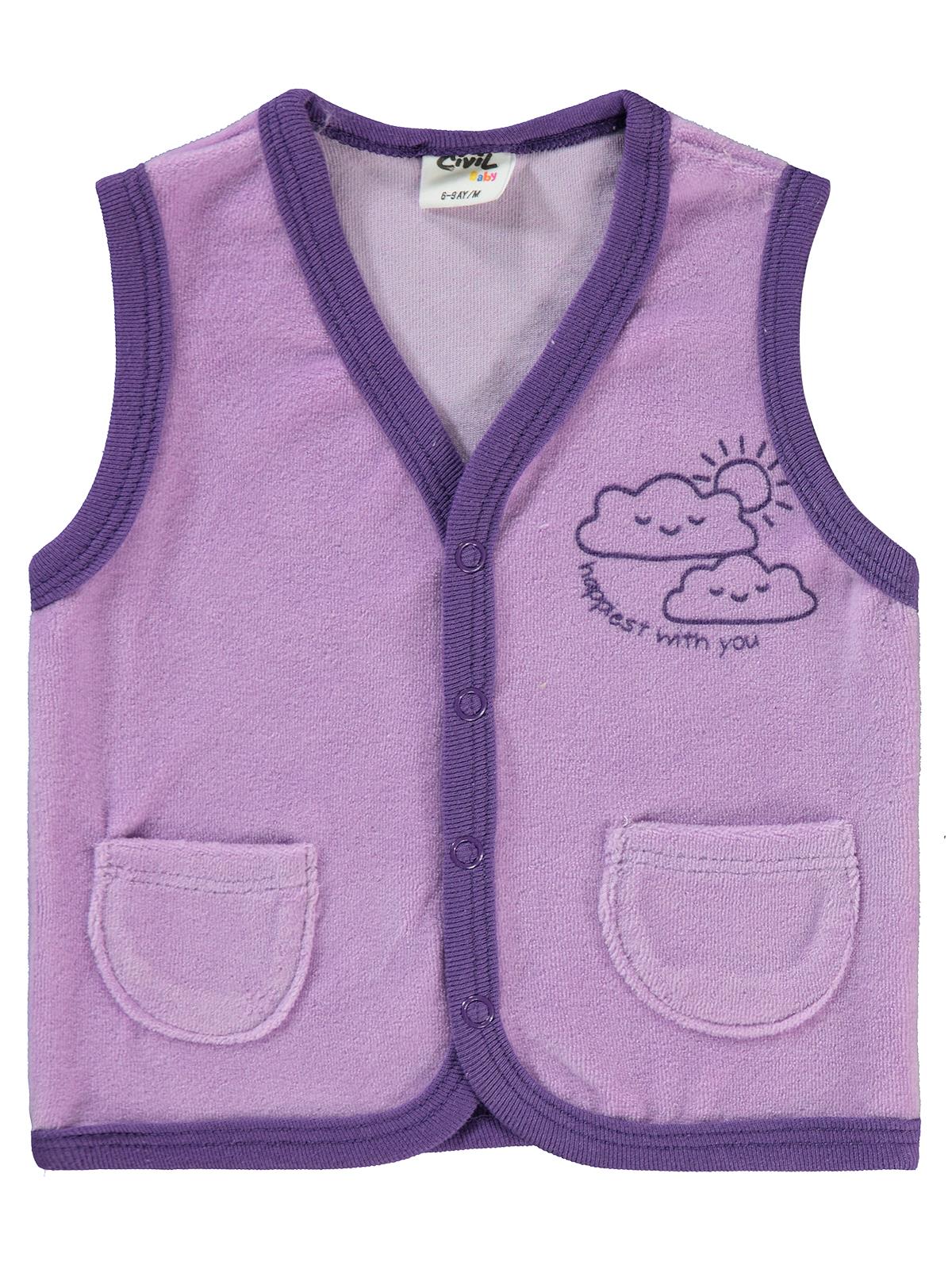 Civil Baby Bulut Baskılı Cepli 6-18 Ay Yelek - Lila