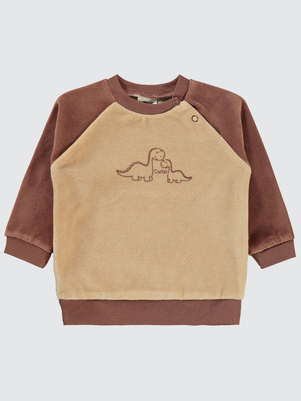 Civil Baby Dinozor Baskılı 6-18 Ay Sweatshirt - Kahverengi