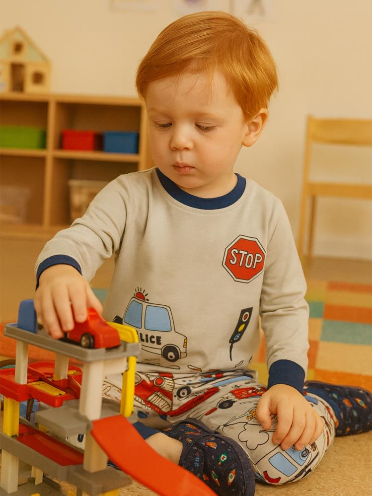 Civil Boys Polis Arabası Baskılı 2-5 Yaş Pijama Takımı - Lacivert