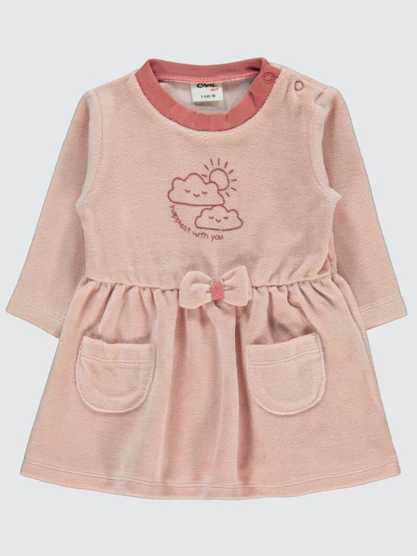 Civil Baby Bulut Baskılı 3-18 Ay Elbise - Pudra
