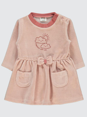 Civil Baby Bulut Baskılı 3-18 Ay Elbise - Pudra