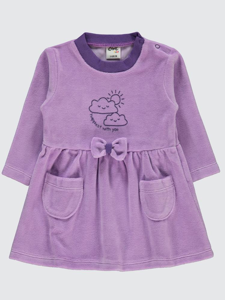 Civil Baby Bulut Baskılı 3-18 Ay Elbise - Lila