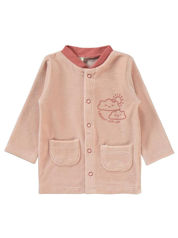 Civil Baby Bulut Baskılı Patikli 1-6 Ay Pijama Takımı - Pudra