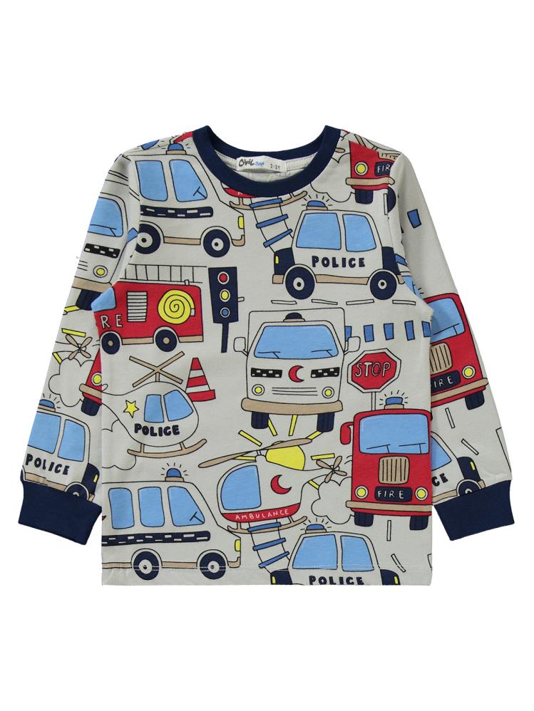 Civil Boys Araçlar Baskılı 2-5 Yaş Pijama Takımı - Lacivert