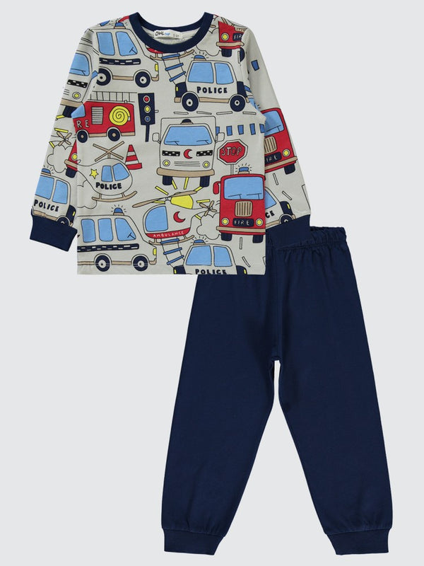 Civil Boys Araçlar Baskılı 2-5 Yaş Pijama Takımı - Lacivert