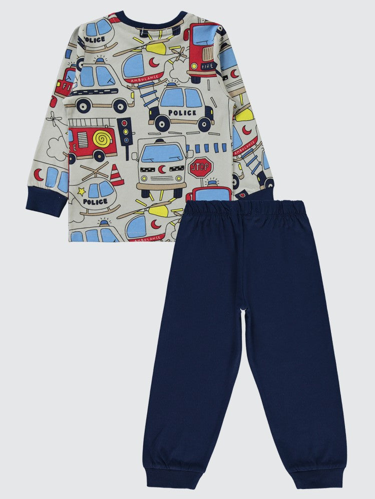 Civil Boys Araçlar Baskılı 2-5 Yaş Pijama Takımı - Lacivert