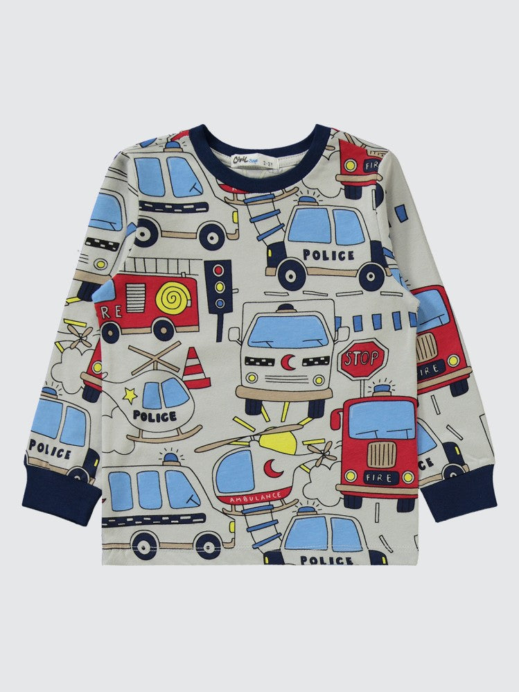 Civil Boys Araçlar Baskılı 2-5 Yaş Pijama Takımı - Lacivert