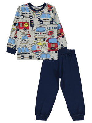 Civil Boys Araçlar Baskılı 2-5 Yaş Pijama Takımı - Lacivert