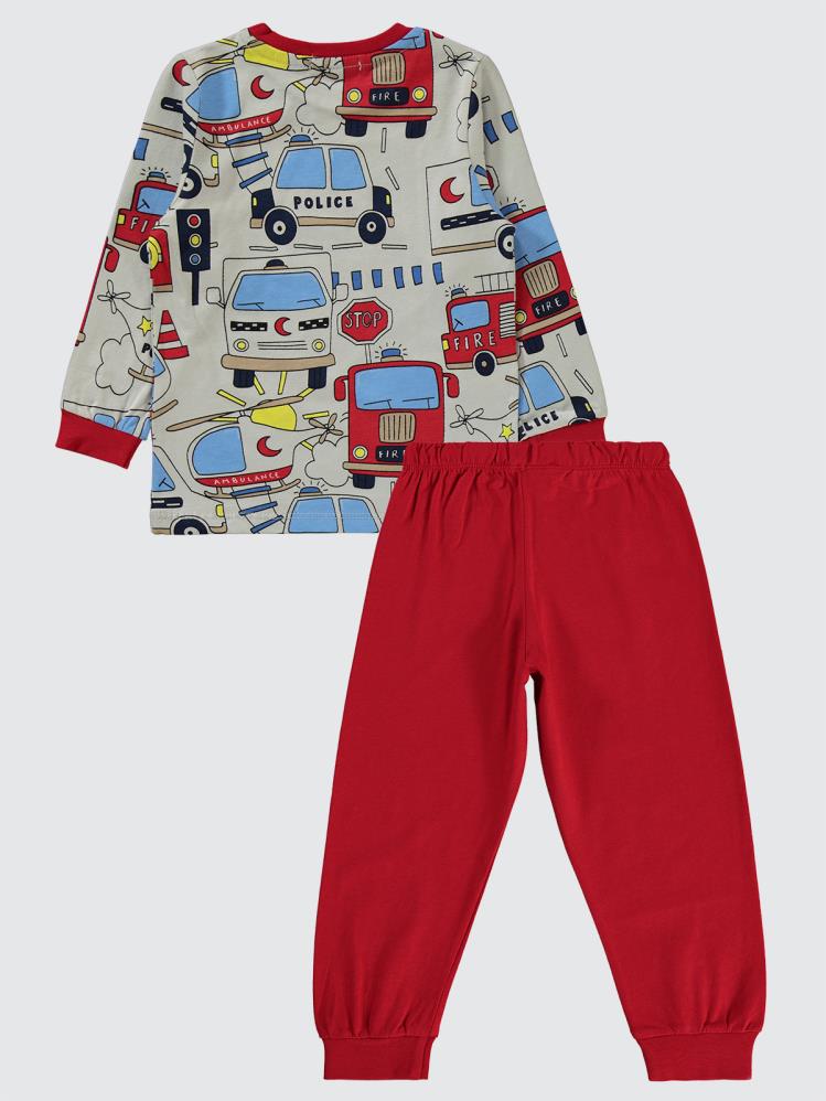 Civil Boys Araçlar Baskılı 2-5 Yaş Pijama Takımı - Kırmızı