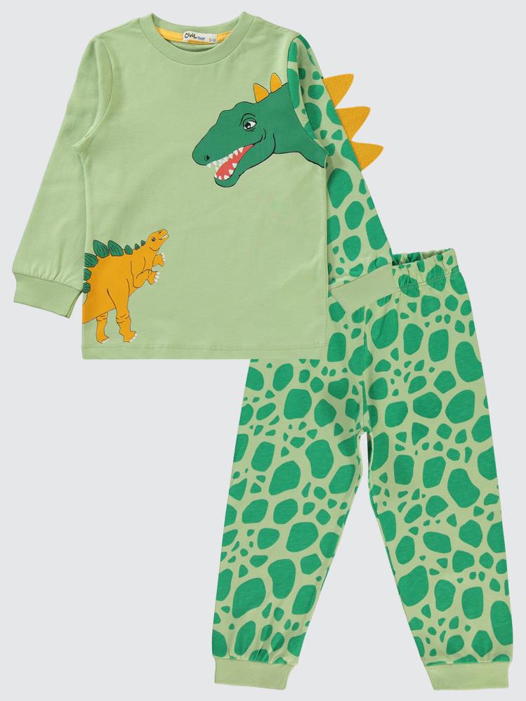 Civil Boys Dinozor Baskılı 2-5 Yaş Pijama Takımı - Haki
