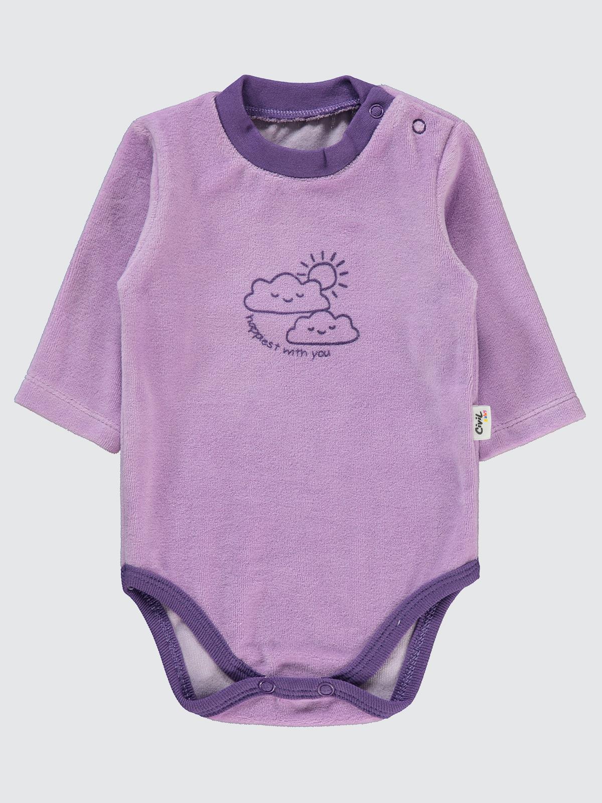 Civil Baby Bulut Baskılı 1-18 Ay Çıtçıtlı Badi - Lila