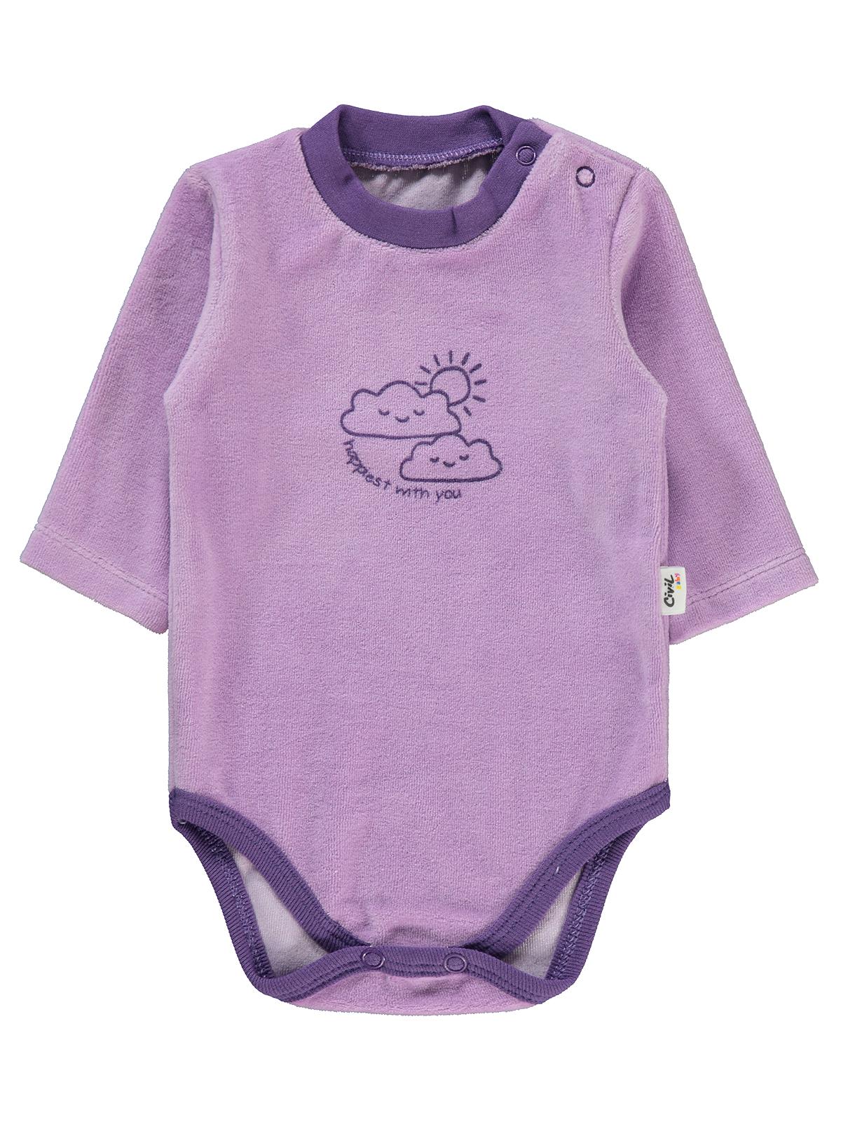 Civil Baby Bulut Baskılı 1-18 Ay Çıtçıtlı Badi - Lila
