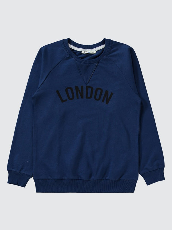 Civil Boys London Baskılı Reglan Kol 6-9 Yaş Eşofman Takımı - Mavi