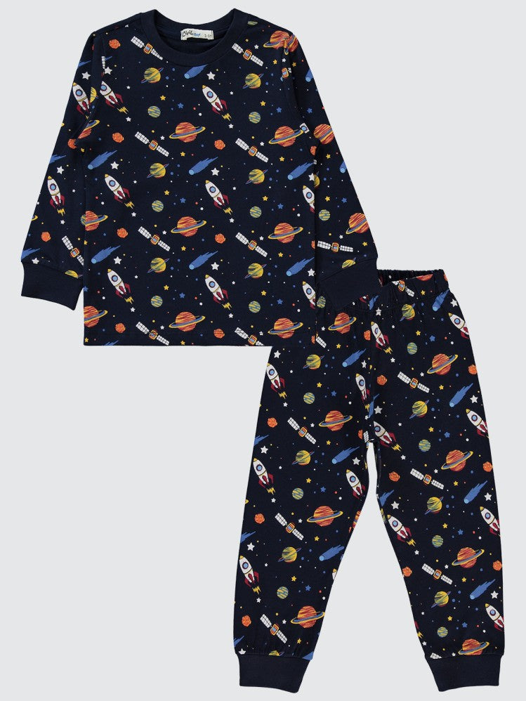 Civil Boys Gezegenler Baskılı 2-5 Yaş Pijama Takımı - Lacivert