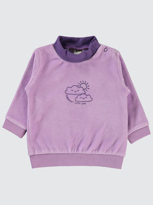 Civil Baby Bulut Baskılı Boğazlı 6-18 Ay Sweatshirt - Lila