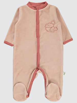 Civil Baby Bulut Baskılı Patikli 1-6 Ay Tulum - Pudra