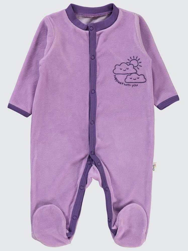 Civil Baby Bulut Baskılı Patikli 1-6 Ay Tulum - Lila