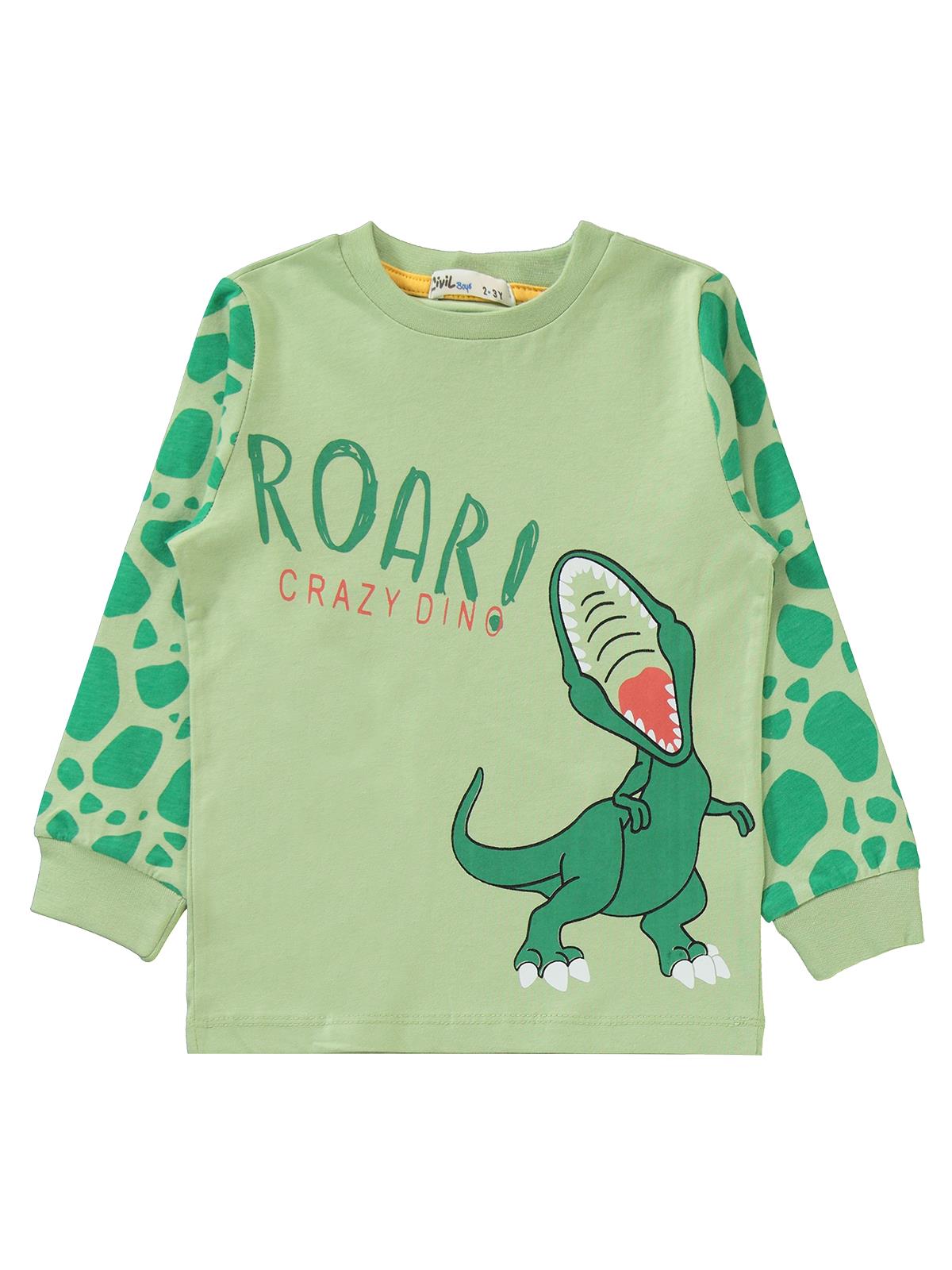 Civil Boys Roar Crazy Dino Baskılı 2-5 Yaş Pijama Takımı - Haki