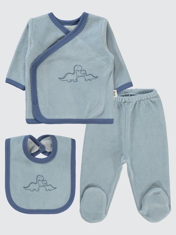Civil Baby Dinozor Baskılı Zıbın Takımları - Mavi