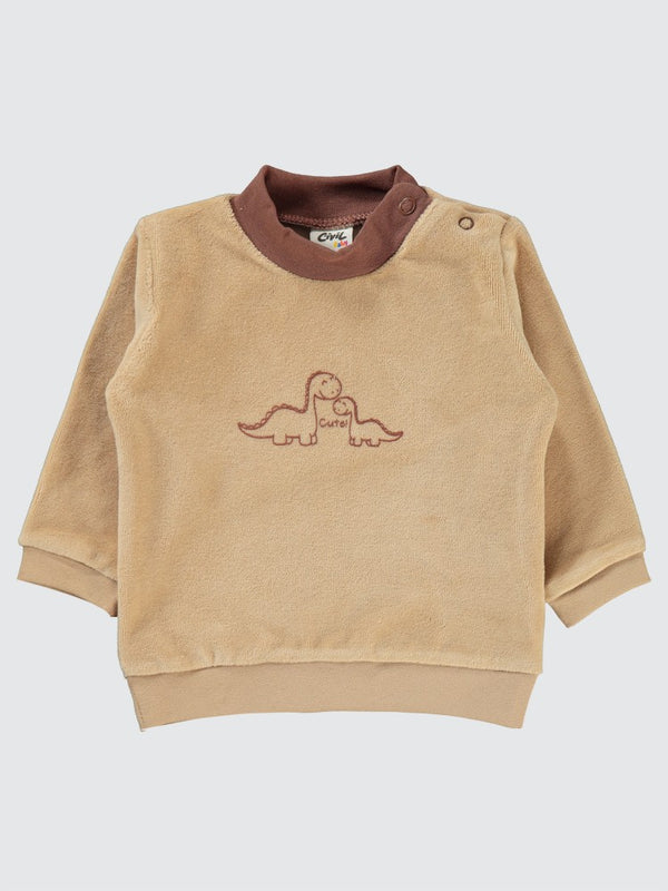 Civil Baby Dinozor Baskılı 6-18 Ay Sweatshirt - Kahverengi