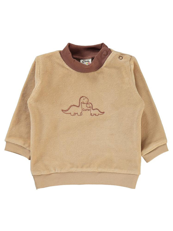 Civil Baby Dinozor Baskılı 6-18 Ay Sweatshirt - Kahverengi