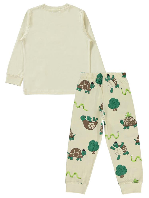Civil Boys Slow Dream Kurbağa Baskılı 2-5 Yaş Pijama Takımı - Bej