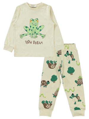 Civil Boys Slow Dream Kurbağa Baskılı 2-5 Yaş Pijama Takımı - Gri