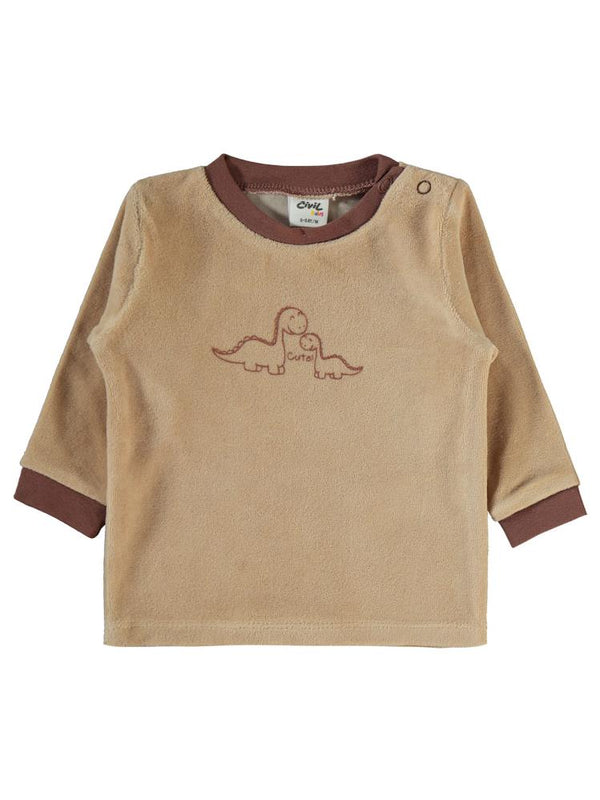 Civil Baby Dinozor Baskılı 6-18 Ay Takım - Kahverengi