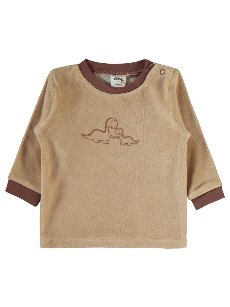 Civil Baby Dinozor Baskılı 6-18 Ay Takım - Kahverengi